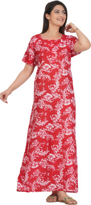 AakarShana Women Nightdress(Red)