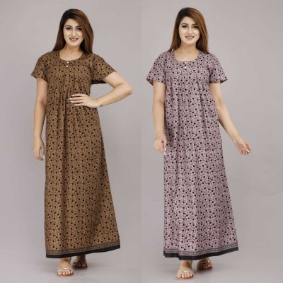 Monique Women Nighty Set(Brown, Grey)