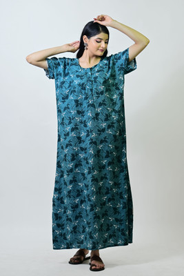 Homezilla Women Nighty(Blue)