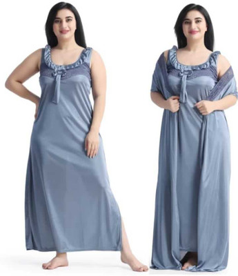 Cotovia Women Nighty Set(Grey)