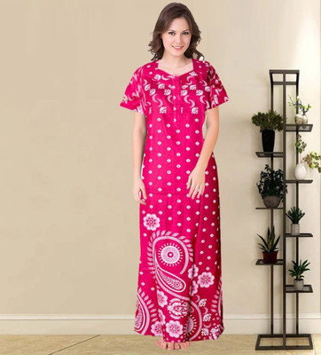 Harshita Enterprises Women Nighty(Pink)
