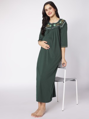 Beebelle Women Maternity/Nursing Nighty(Green)