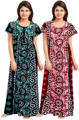 KrishvProducts Women Nighty(Multicolor)