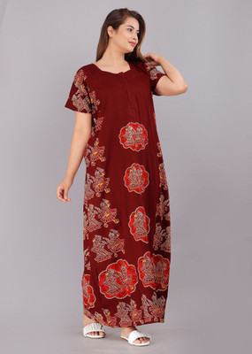 Homezilla Women Nighty(Maroon)