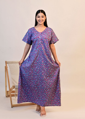 PAL CLOTHING Women Nighty(Blue)