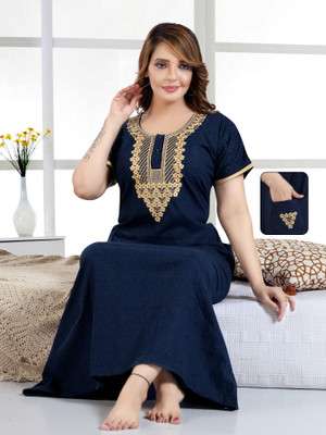 MANUSHREE Women Nighty(Dark Blue)