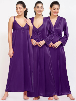 Punchi Women Nighty with Robe(Purple)