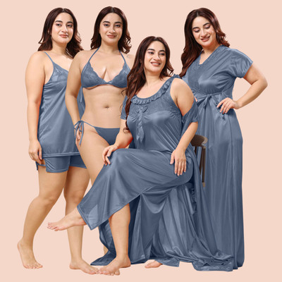 THUMKA Women Nighty Set(Grey)
