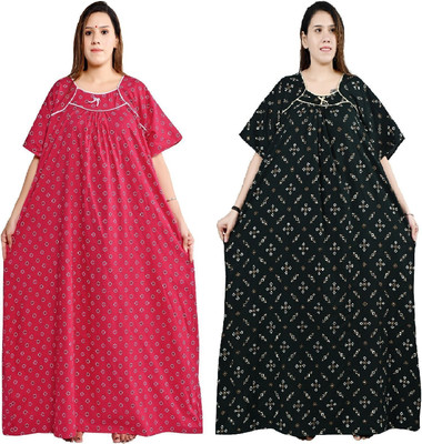 Bindass female collection Women Nighty(Pink, Dark Green)