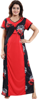 SHOPPING STATION Women Nighty(Black, Red, Grey)