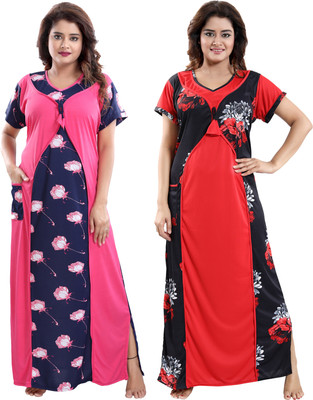 Shopping World Women Nighty Set(Multicolor)