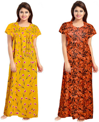 Vatatmaj Creations Women Nighty(Yellow)