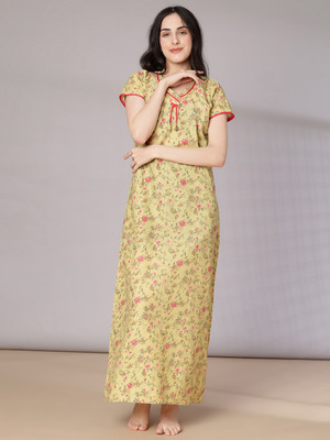 V-MART Women Nighty(Yellow)