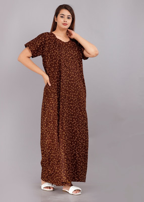 AakarShana Women Nighty(Brown)