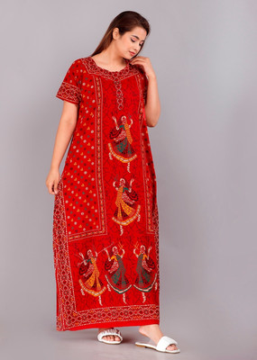 NITHARWAL Women Nighty(Red)