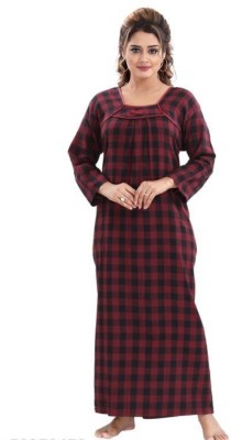 Paliwal Women Nighty(Maroon, Multicolor)