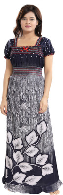 Nighty King Women Nighty(Multicolor, Blue)