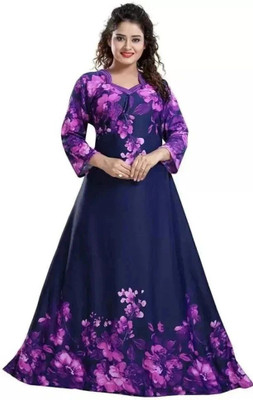 HouseOfCommon Women Nighty(Blue, Purple)