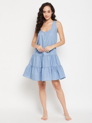 Clovia Women A-line Blue Dress