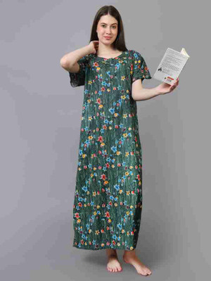 DIVYASTRI FASHION Women Nighty(Green)