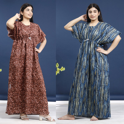 Hans Crafted Women Nighty(Multicolor)