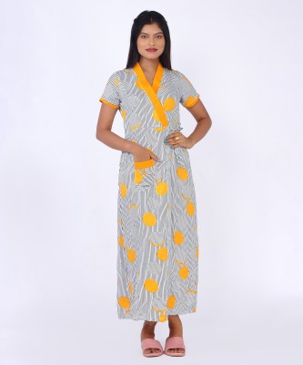 KARNI Women Nighty with Robe(Yellow, White)