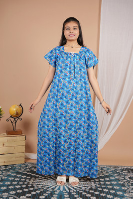 VEERTEJAA Women Nighty(Blue)