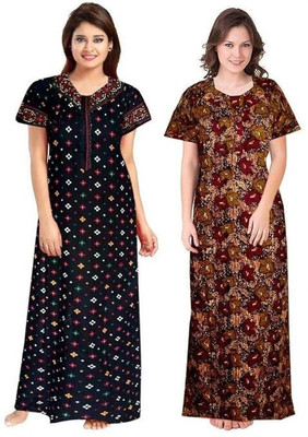 NEGLIGEE Women Nighty Set(Blue, Brown)