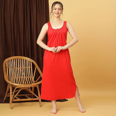 GANIX FASHION THAT DEFINE YOU Women Nightdress(Red)