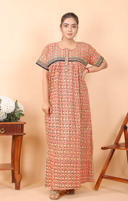 PK MART Women Nighty(Maroon)