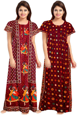 SINDHU ENTERPRISES Women Nighty(Maroon)