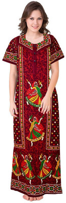Homezilla Women Nighty(Maroon)