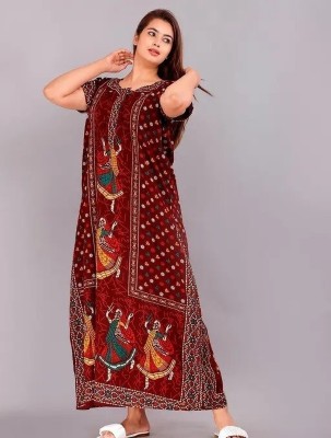 SHREEJAA FASHION Women Nighty(Maroon)