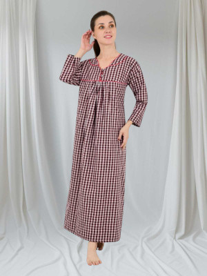HOC Women Nighty(Brown, White)