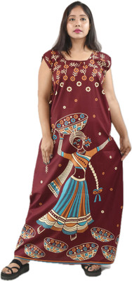 BDROX Women Nightdress(Maroon)