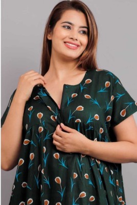 AakarShana Women Nighty(Green)