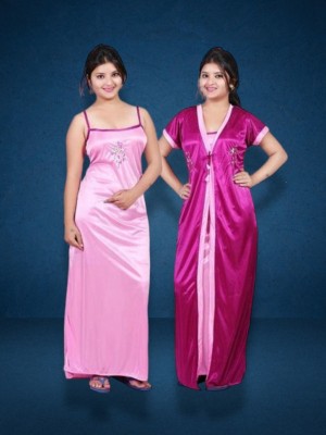 MAITRA FASHION Women Nighty with Robe(Pink)