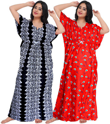 SINDHU ENTERPRISES Women Nighty Set(Black)