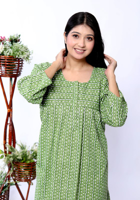 ANANT CREATION Women Nighty(Green)