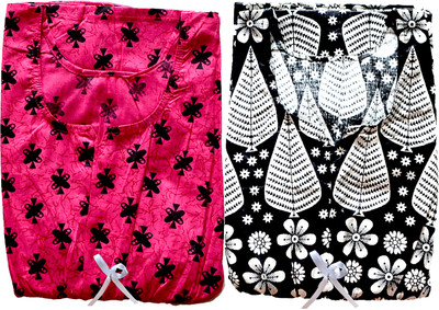 unlocked Women Nighty(Pink, Black)