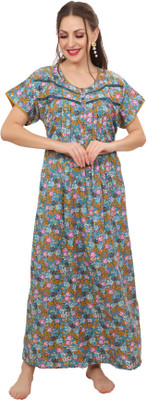 Ms.Lingies Women Maternity/Nursing Nighty(Blue)