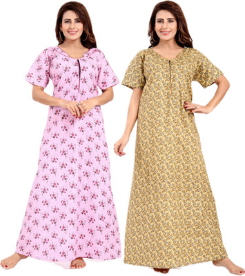 ANKONA Women Nighty(Pink, Gold)