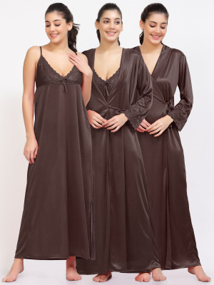LoveMagnet Women Nighty with Robe(Brown)