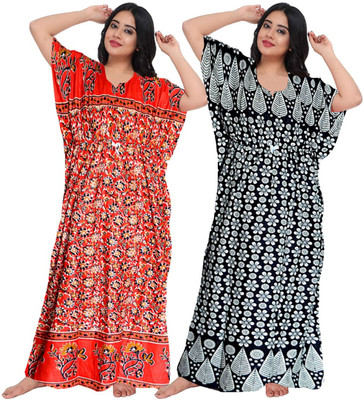Shunit creation Women Nighty Set(Red, Black)
