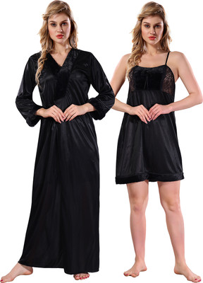 Be You Women Nighty with Robe(Black)