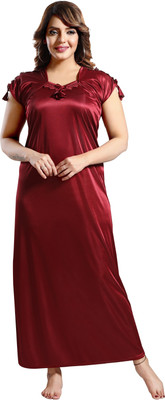 L r textiles Women Nighty(Maroon)