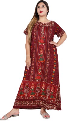 SHREE VITTHAL Women Nighty(Maroon)