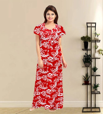 Savicreation Women Nighty(Maroon)