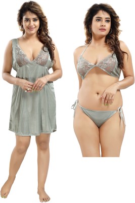 LIFE-TALE Women Nighty Set(Light Green)