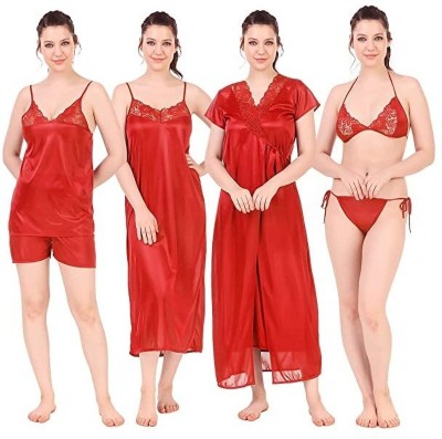 Greaton Women Nighty Set(Red)